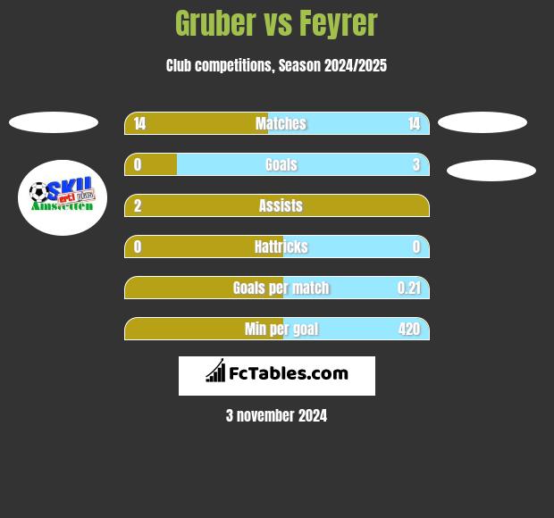 Gruber vs Feyrer h2h player stats