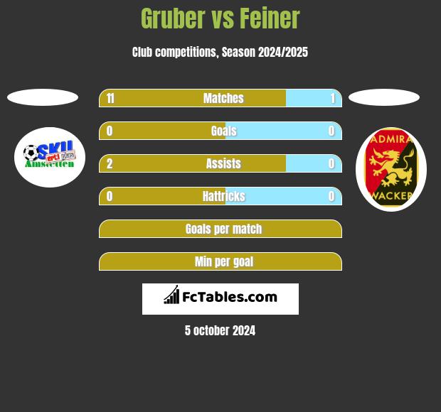 Gruber vs Feiner h2h player stats