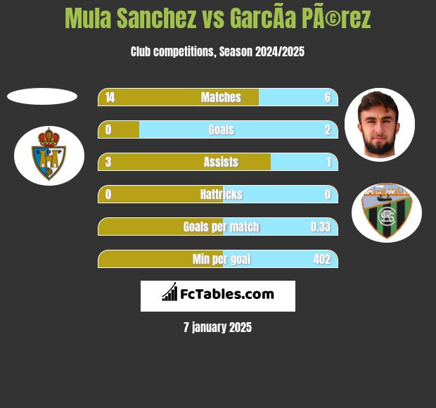 Mula Sanchez vs GarcÃ­a PÃ©rez h2h player stats