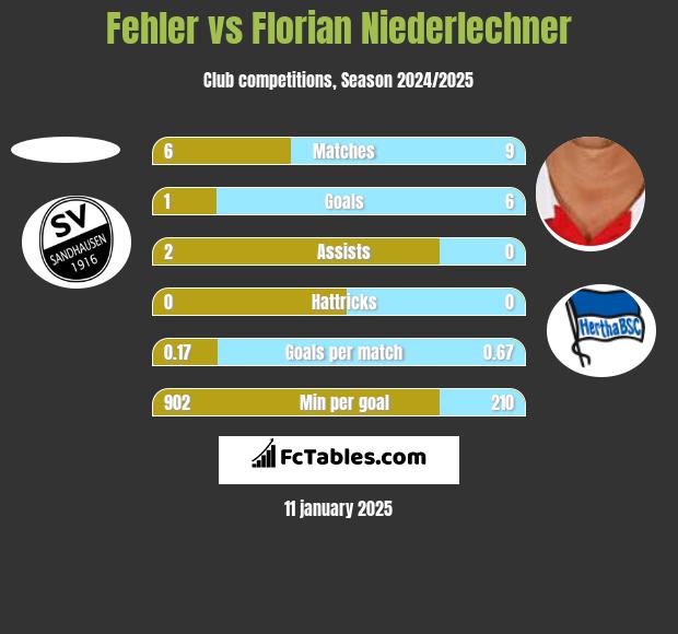 Fehler vs Florian Niederlechner h2h player stats