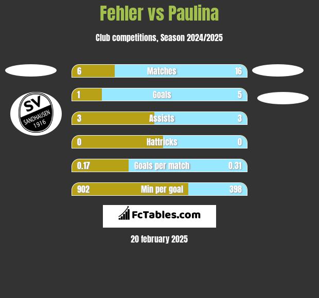 Fehler vs Paulina h2h player stats