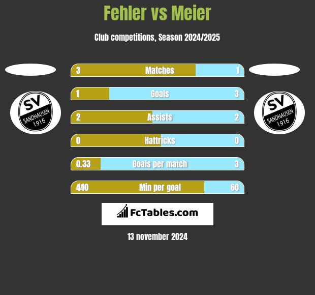 Fehler vs Meier h2h player stats