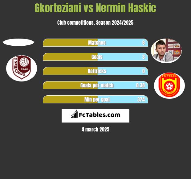 Gkorteziani vs Nermin Haskic h2h player stats