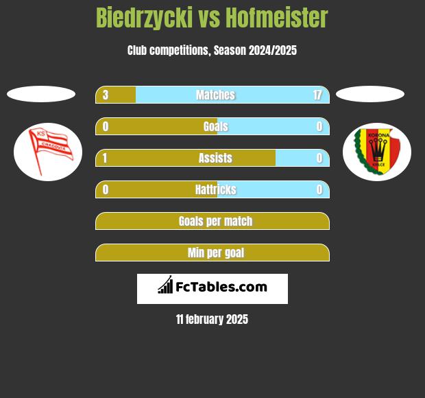 Biedrzycki vs Hofmeister h2h player stats