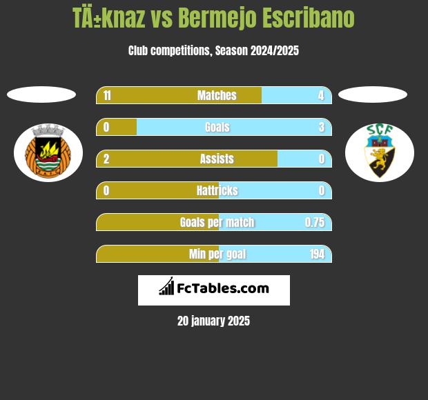 TÄ±knaz vs Bermejo Escribano h2h player stats