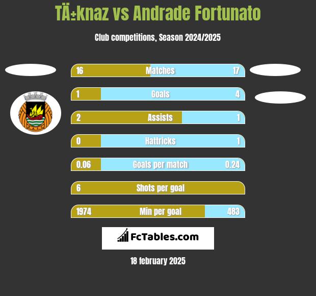 TÄ±knaz vs Andrade Fortunato h2h player stats