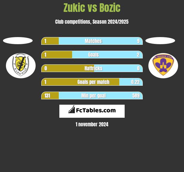 Zukic vs Bozic h2h player stats