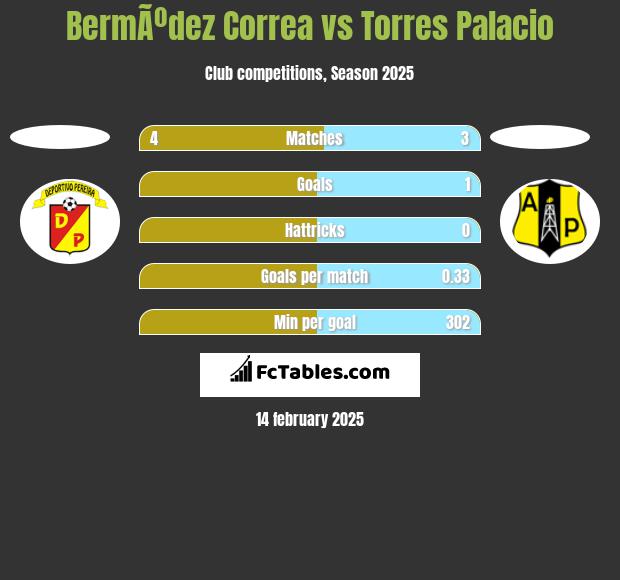 BermÃºdez Correa vs Torres Palacio h2h player stats