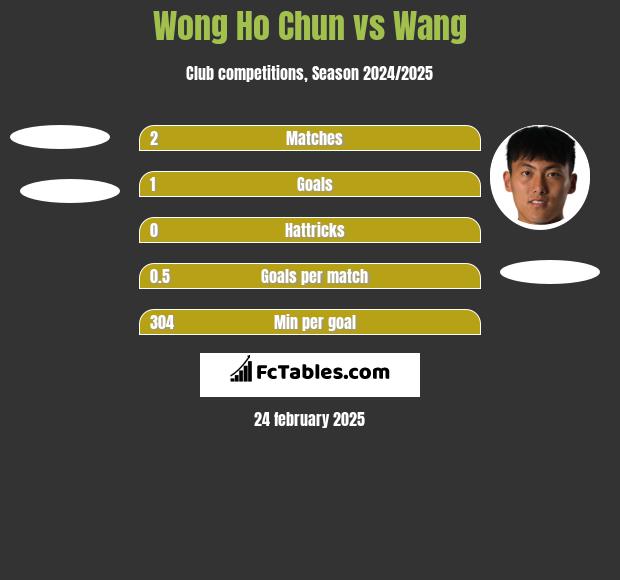 Wong Ho Chun vs Wang h2h player stats