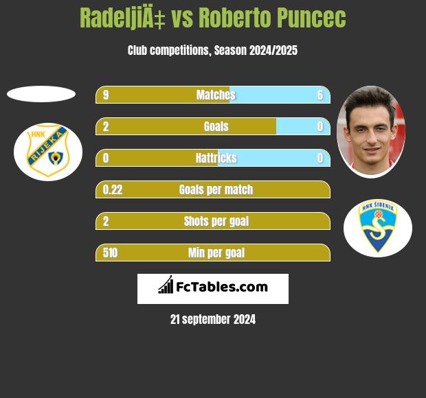 RadeljiÄ‡ vs Roberto Puncec h2h player stats