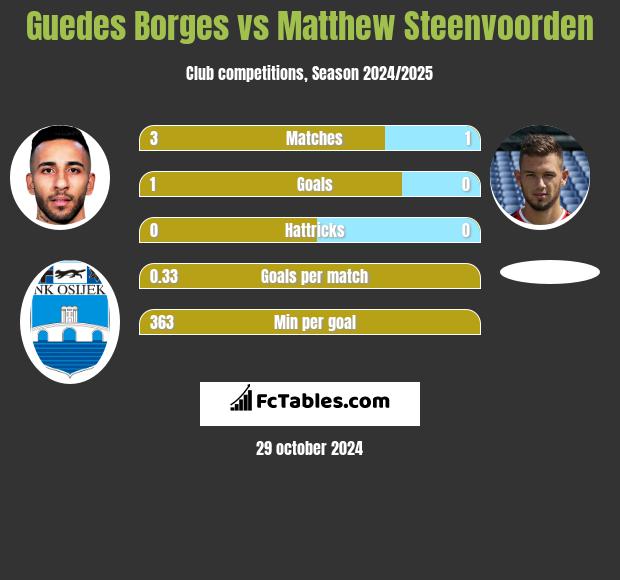 Guedes Borges vs Matthew Steenvoorden h2h player stats