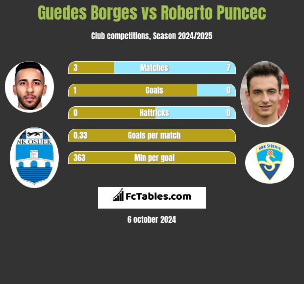 Guedes Borges vs Roberto Puncec h2h player stats