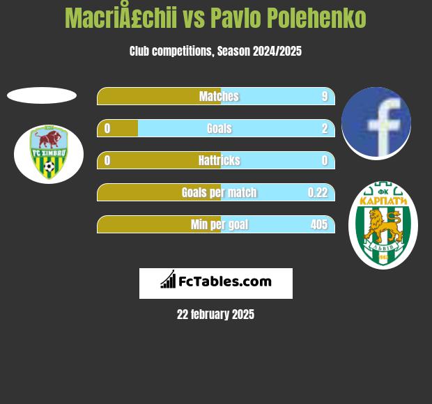 MacriÅ£chii vs Pavlo Polehenko h2h player stats