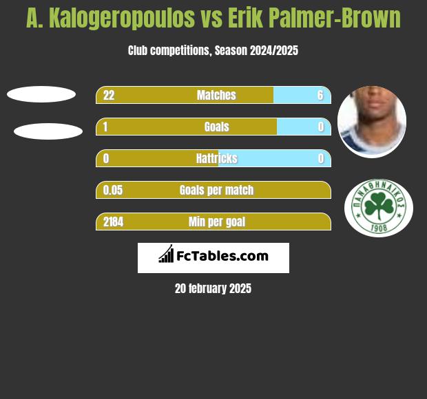 A. Kalogeropoulos vs Erik Palmer-Brown h2h player stats