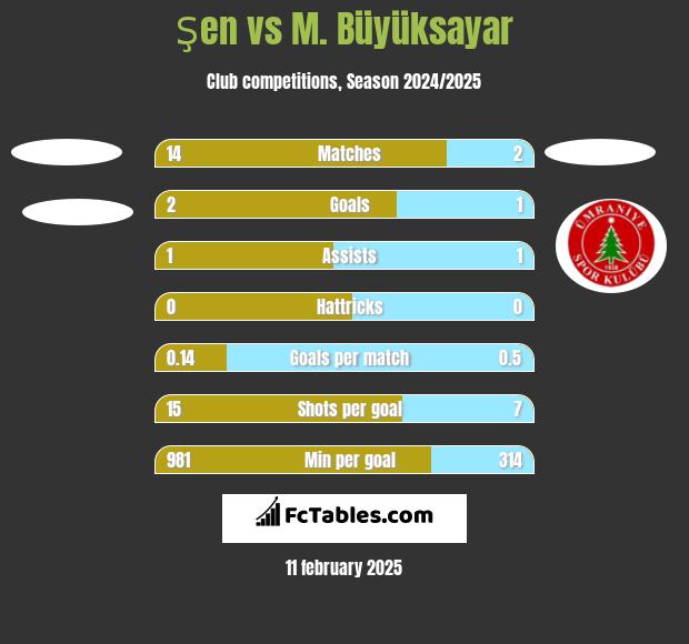 Şen vs M. Büyüksayar h2h player stats