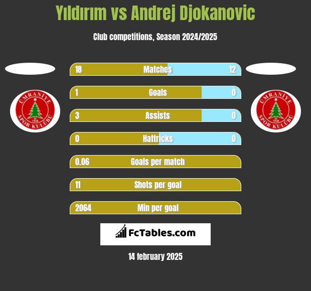 Yıldırım vs Andrej Djokanovic h2h player stats