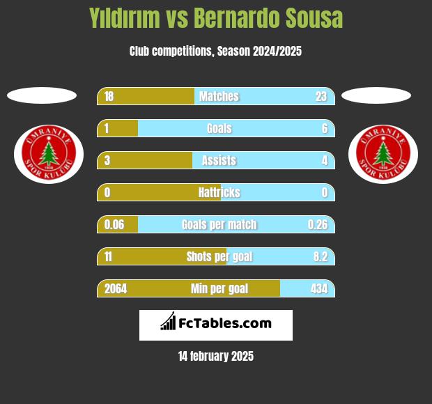 Yıldırım vs Bernardo Sousa h2h player stats