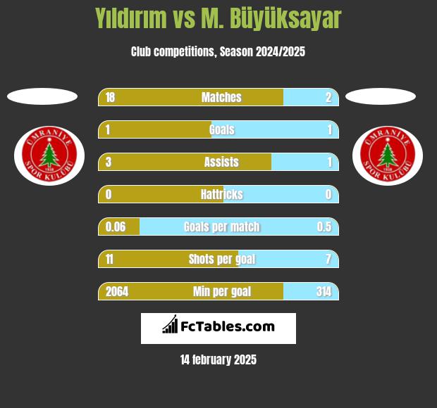 Yıldırım vs M. Büyüksayar h2h player stats