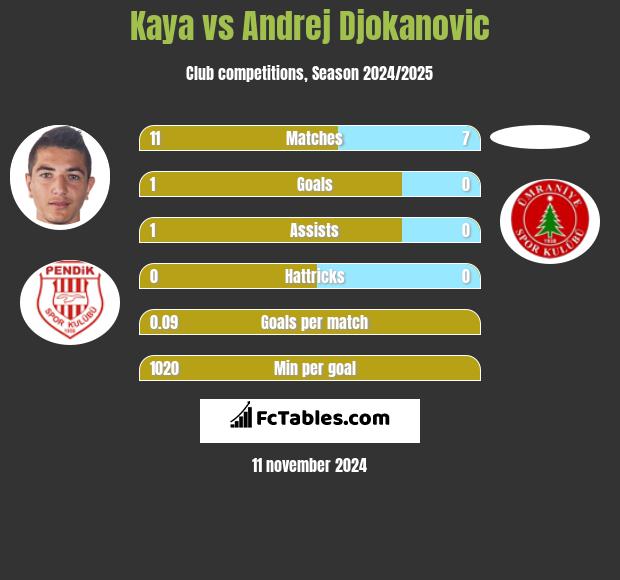 Kaya vs Andrej Djokanovic h2h player stats