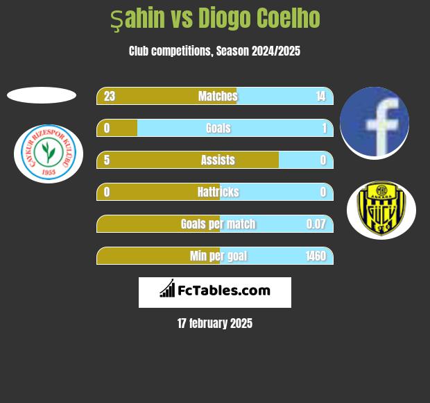 Şahin vs Diogo Coelho h2h player stats