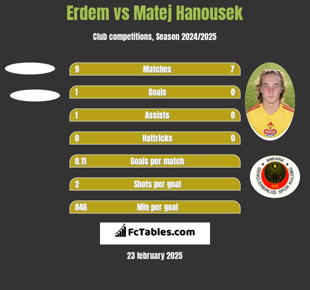 Erdem vs Matej Hanousek h2h player stats