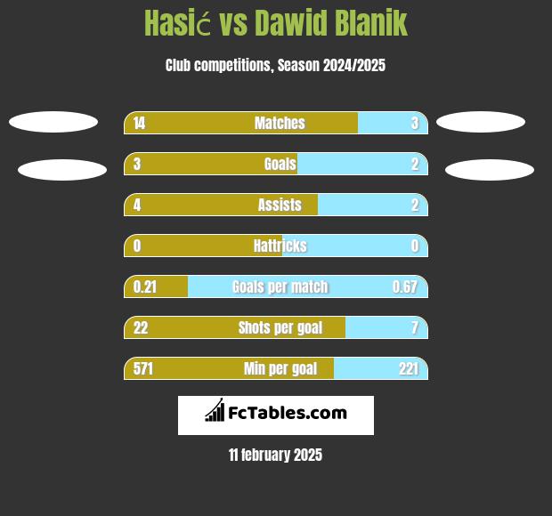 Hasić vs Dawid Blanik h2h player stats