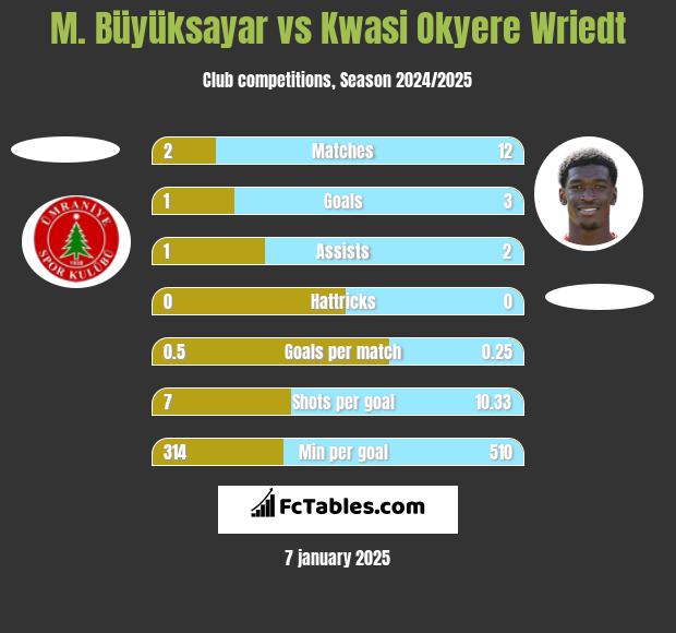 M. Büyüksayar vs Kwasi Okyere Wriedt h2h player stats