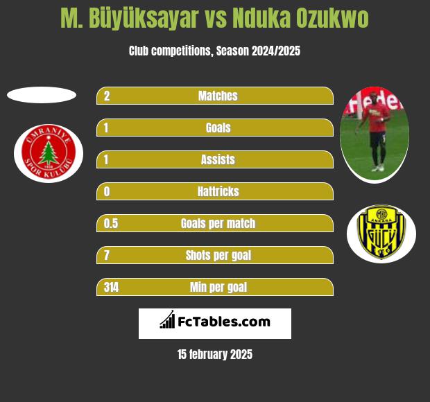 M. Büyüksayar vs Nduka Ozukwo h2h player stats