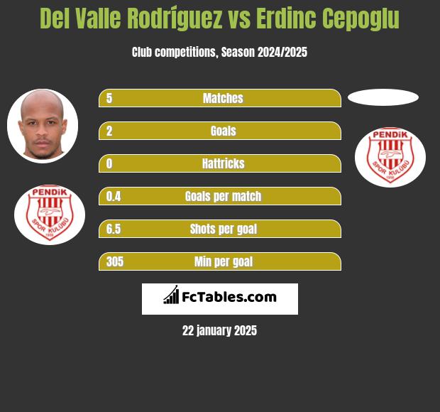 Del Valle Rodríguez vs Erdinc Cepoglu h2h player stats