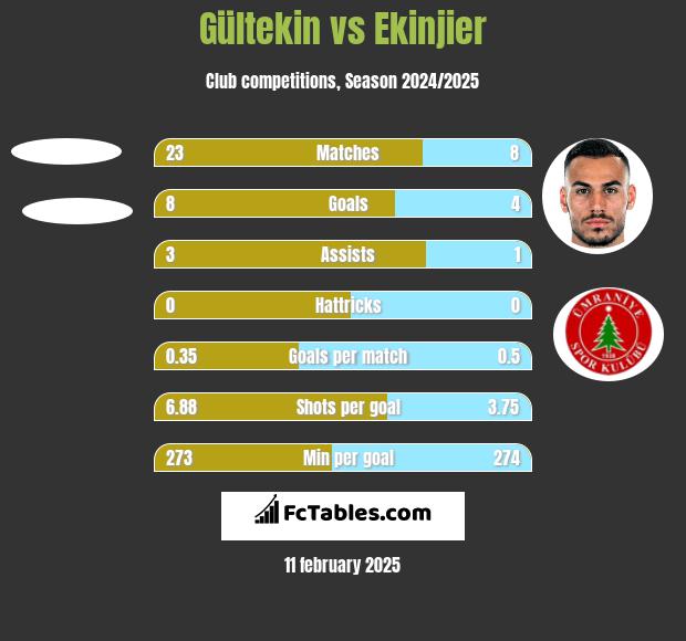 Gültekin vs Ekinjier h2h player stats