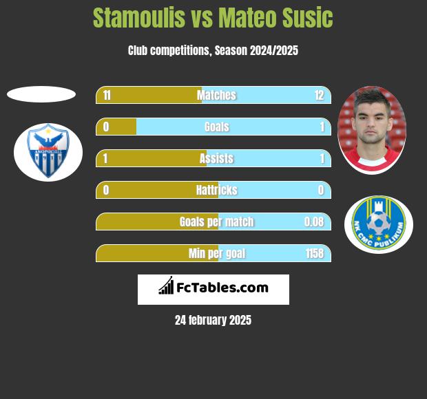 Stamoulis vs Mateo Susic h2h player stats