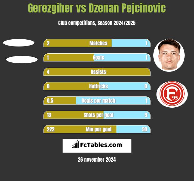 Gerezgiher vs Dzenan Pejcinovic h2h player stats