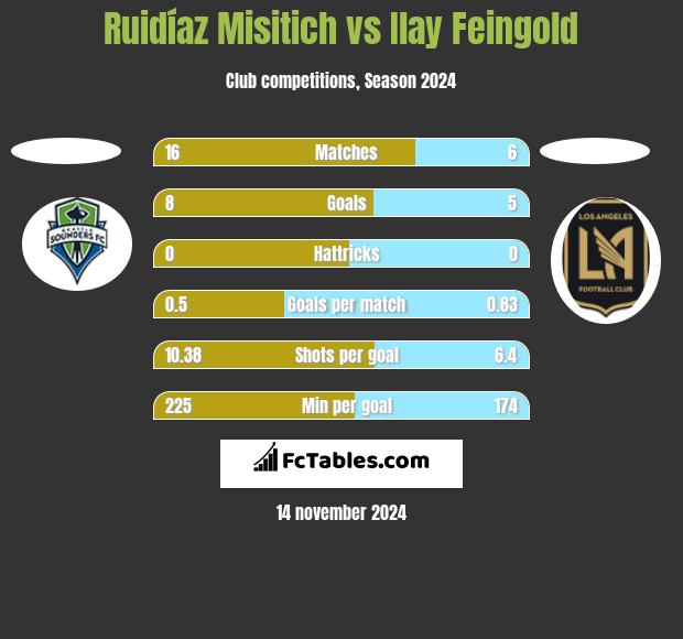 Ruidíaz Misitich vs Ilay Feingold h2h player stats