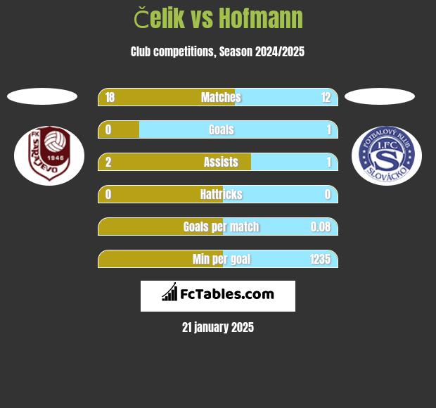 Čelik vs Hofmann h2h player stats