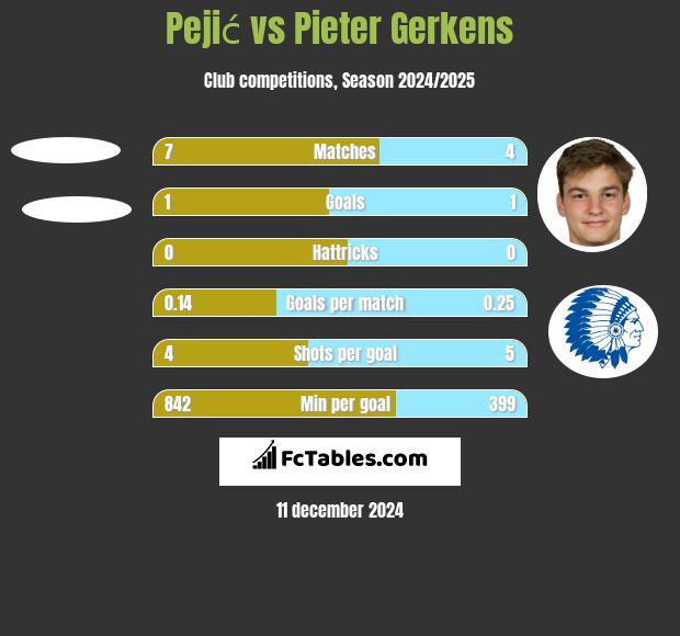 Pejić vs Pieter Gerkens h2h player stats