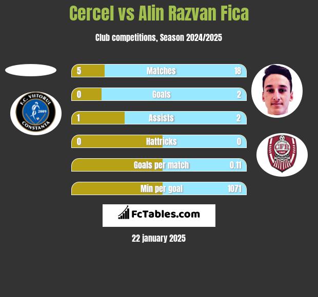 Cercel vs Alin Razvan Fica h2h player stats