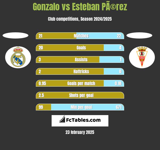 Gonzalo vs Esteban PÃ©rez h2h player stats