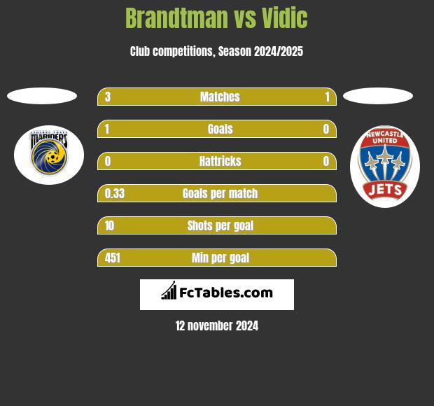 Brandtman vs Vidic h2h player stats