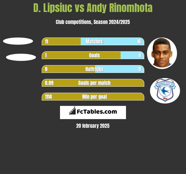 D. Lipsiuc vs Andy Rinomhota h2h player stats