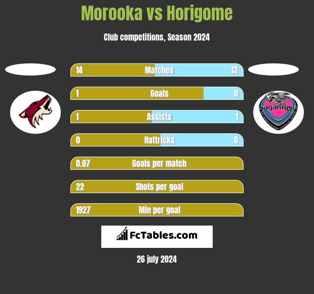 Morooka vs Horigome h2h player stats