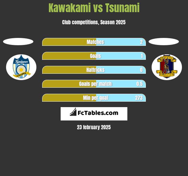 Kawakami vs Tsunami h2h player stats