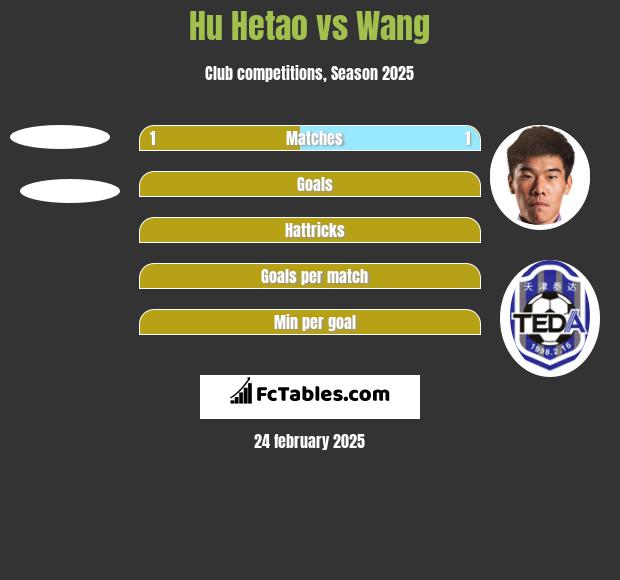 Hu Hetao vs Wang h2h player stats