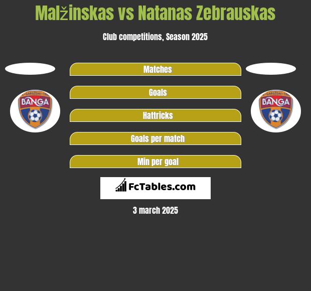 Malžinskas vs Natanas Zebrauskas h2h player stats