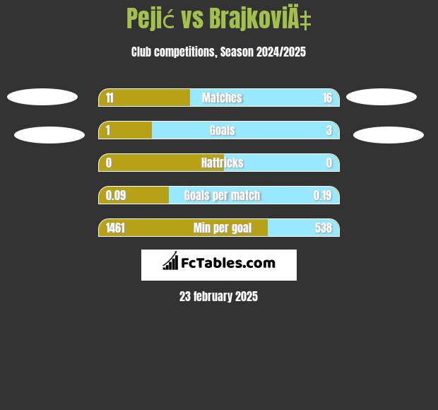 Pejić vs BrajkoviÄ‡ h2h player stats