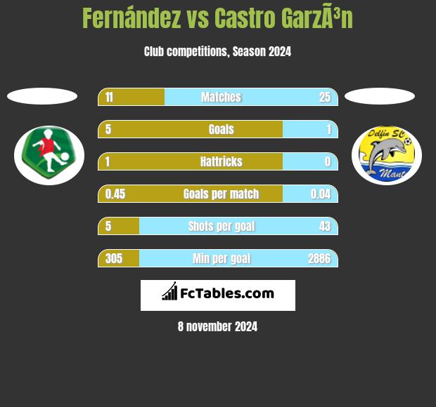 Fernández vs Castro GarzÃ³n h2h player stats