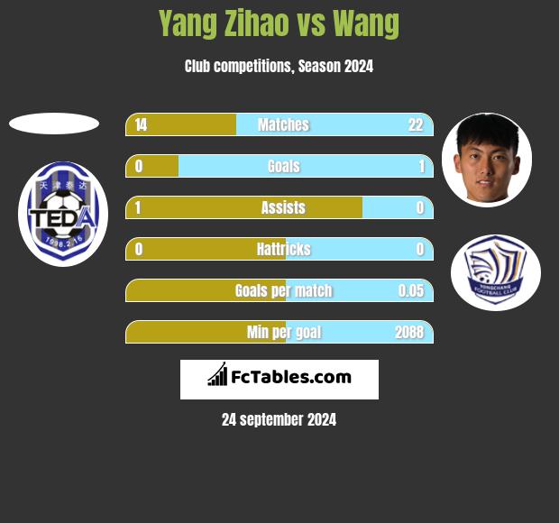 Yang Zihao vs Wang h2h player stats