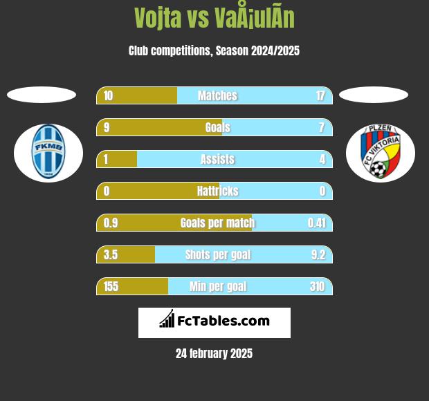 Vojta vs VaÅ¡ulÃ­n h2h player stats