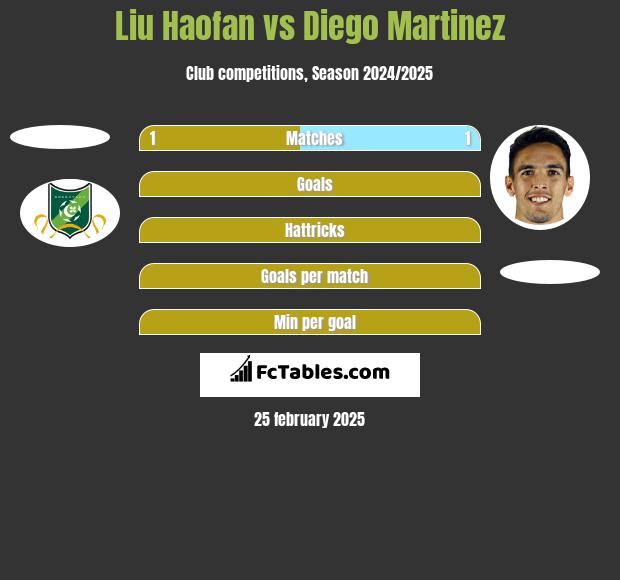 Liu Haofan vs Diego Martinez h2h player stats