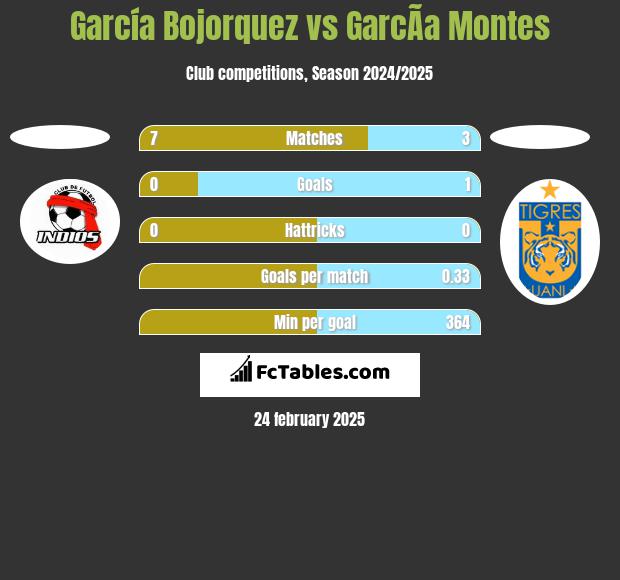 García Bojorquez vs GarcÃ­a Montes h2h player stats