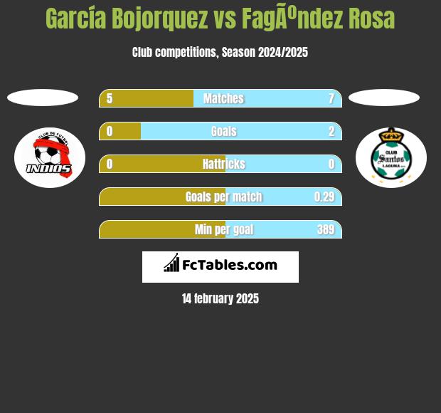 García Bojorquez vs FagÃºndez Rosa h2h player stats